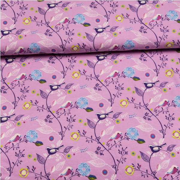 Floral Bird Pattern Fabric PNG image