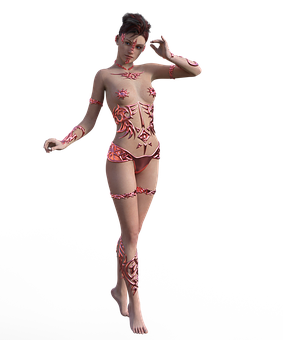 Floral Body Art3 D Model PNG image