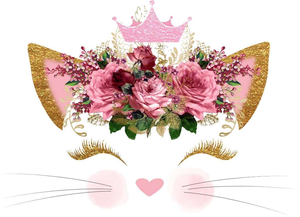 Floral Cat Crown Artwork PNG image