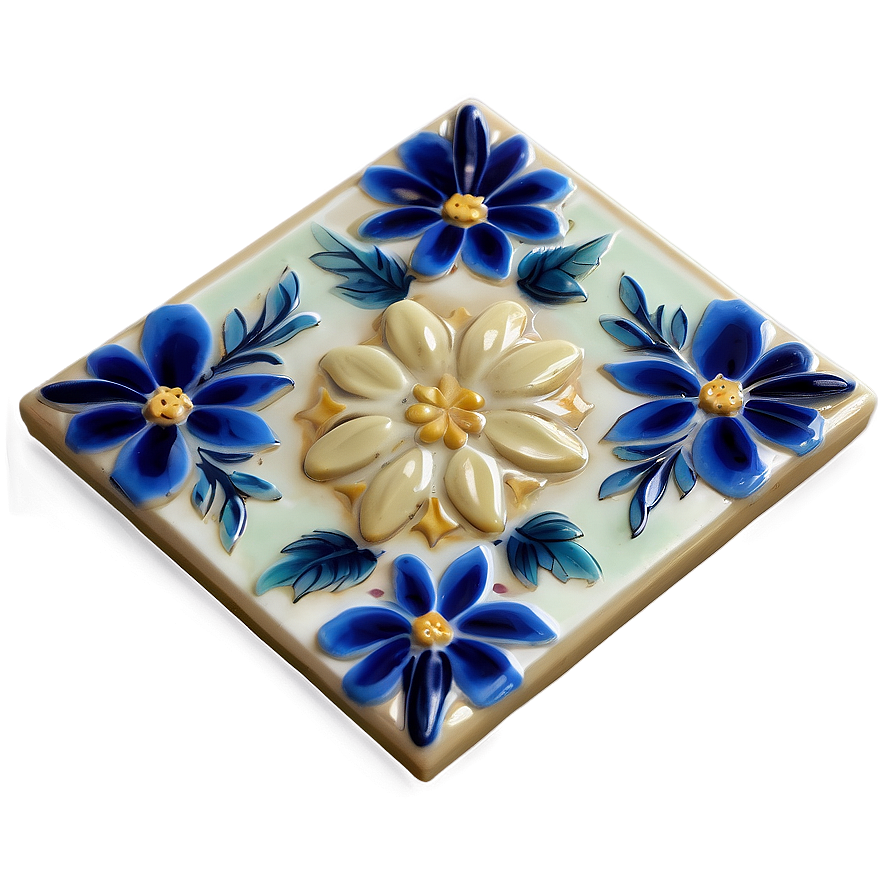 Floral Ceramic Tile Png 90 PNG image