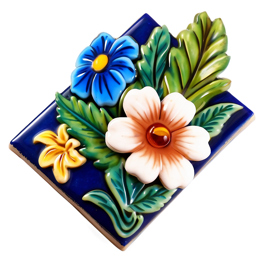 Floral Ceramic Tile Png Nbf PNG image