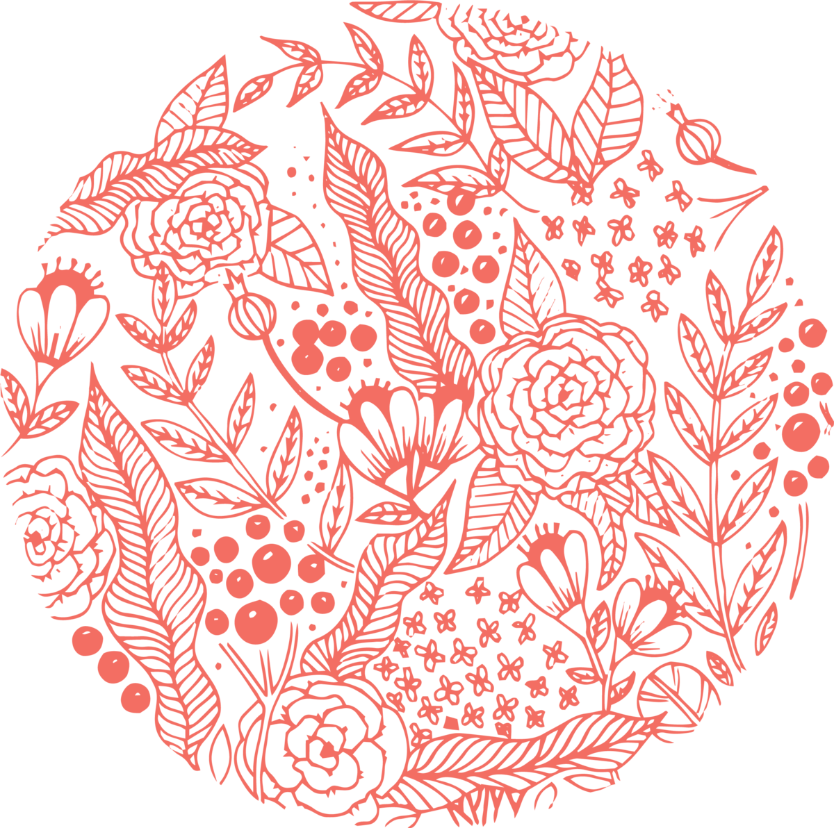 Floral_ Circle_ Pattern_ Red_on_ Blue PNG image