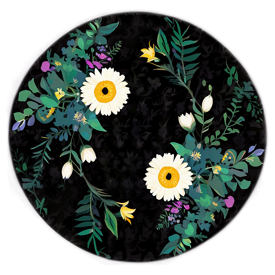 Floral Circle Sticker Png 06282024 PNG image