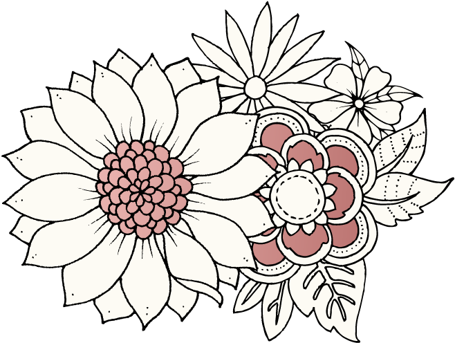 Floral Coloring Page Bouquet PNG image