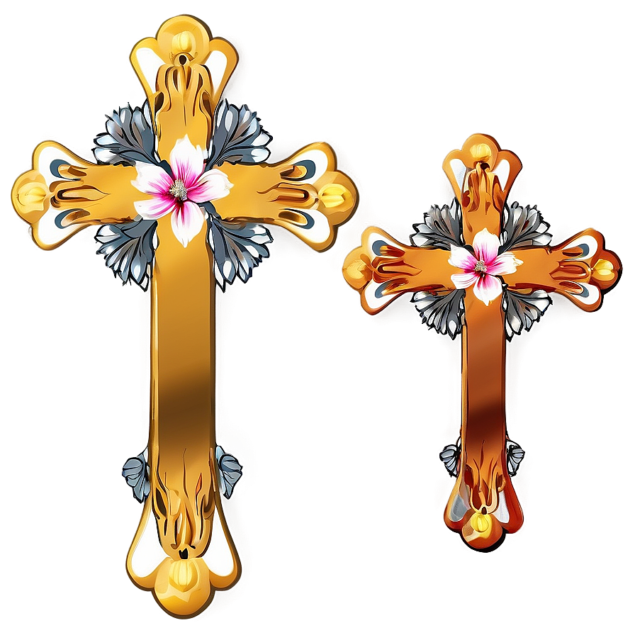 Floral Cross Motif Png Ujt PNG image