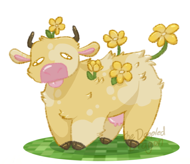 Floral Crowned Cartoon Cow PNG image