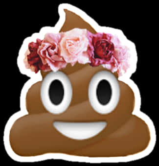 Floral Crowned Poop Emoji PNG image