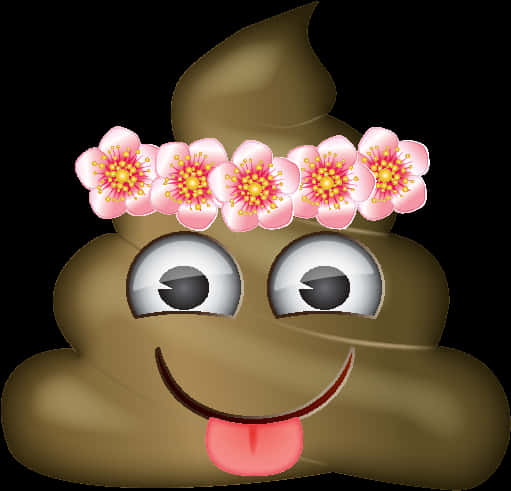 Floral Crowned Poop Emoji PNG image