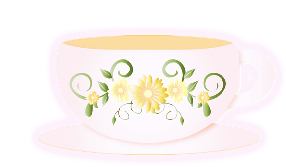 Floral Decorated Cupand Saucer PNG image