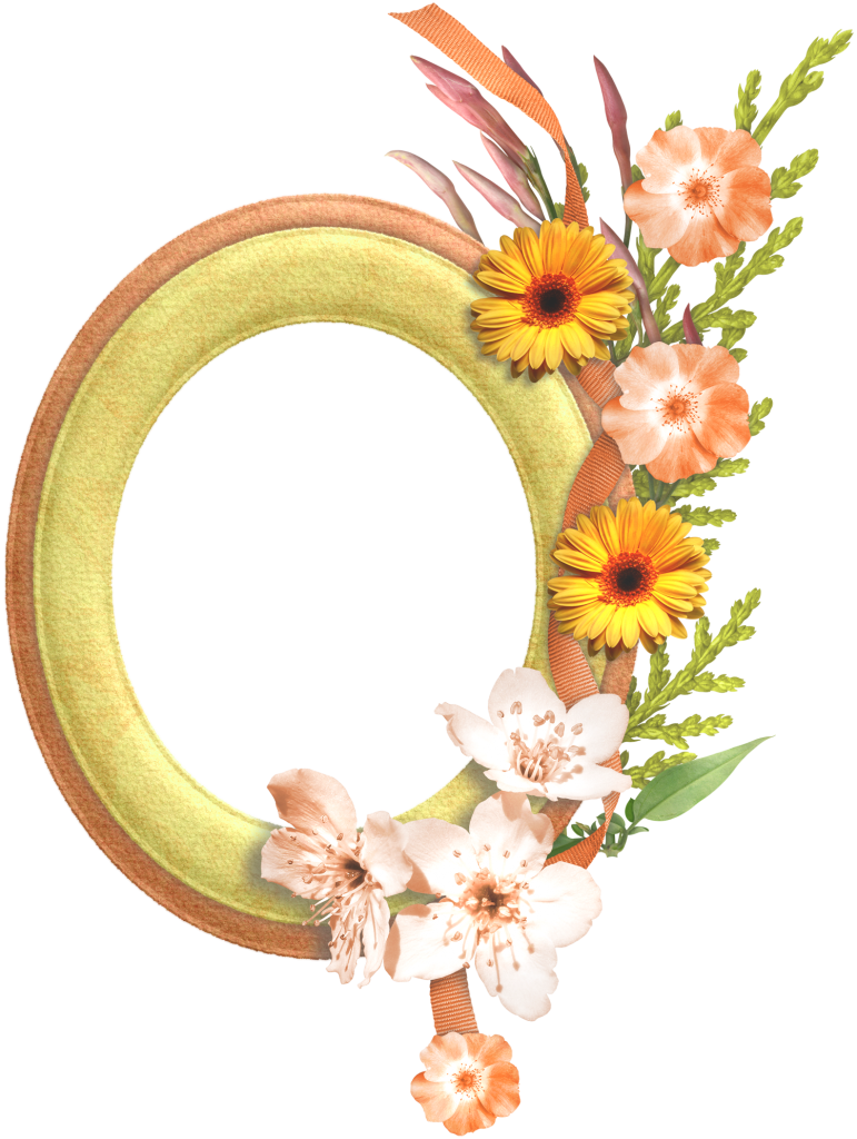 Floral Decorated Letter O Frame PNG image