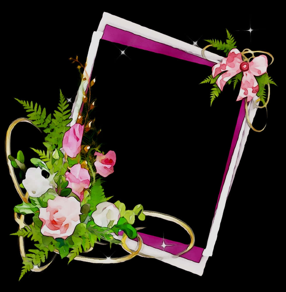 Floral Decorated Photo Frame PNG image