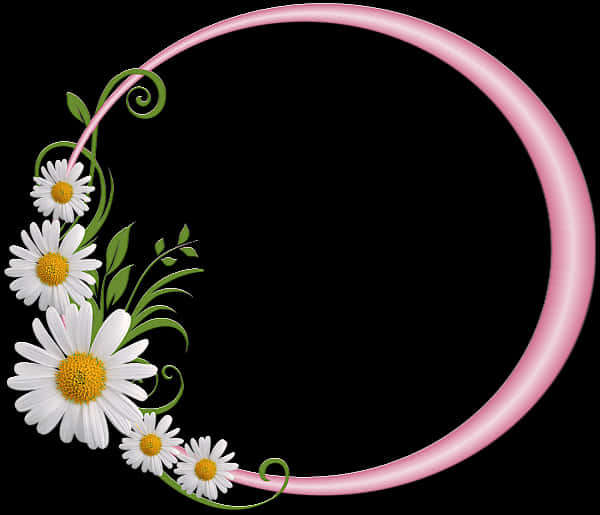 Floral Decorated Pink Round Frame PNG image