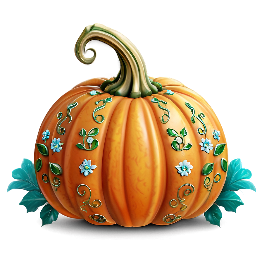 Floral Decorated Pumpkin Png Cox60 PNG image