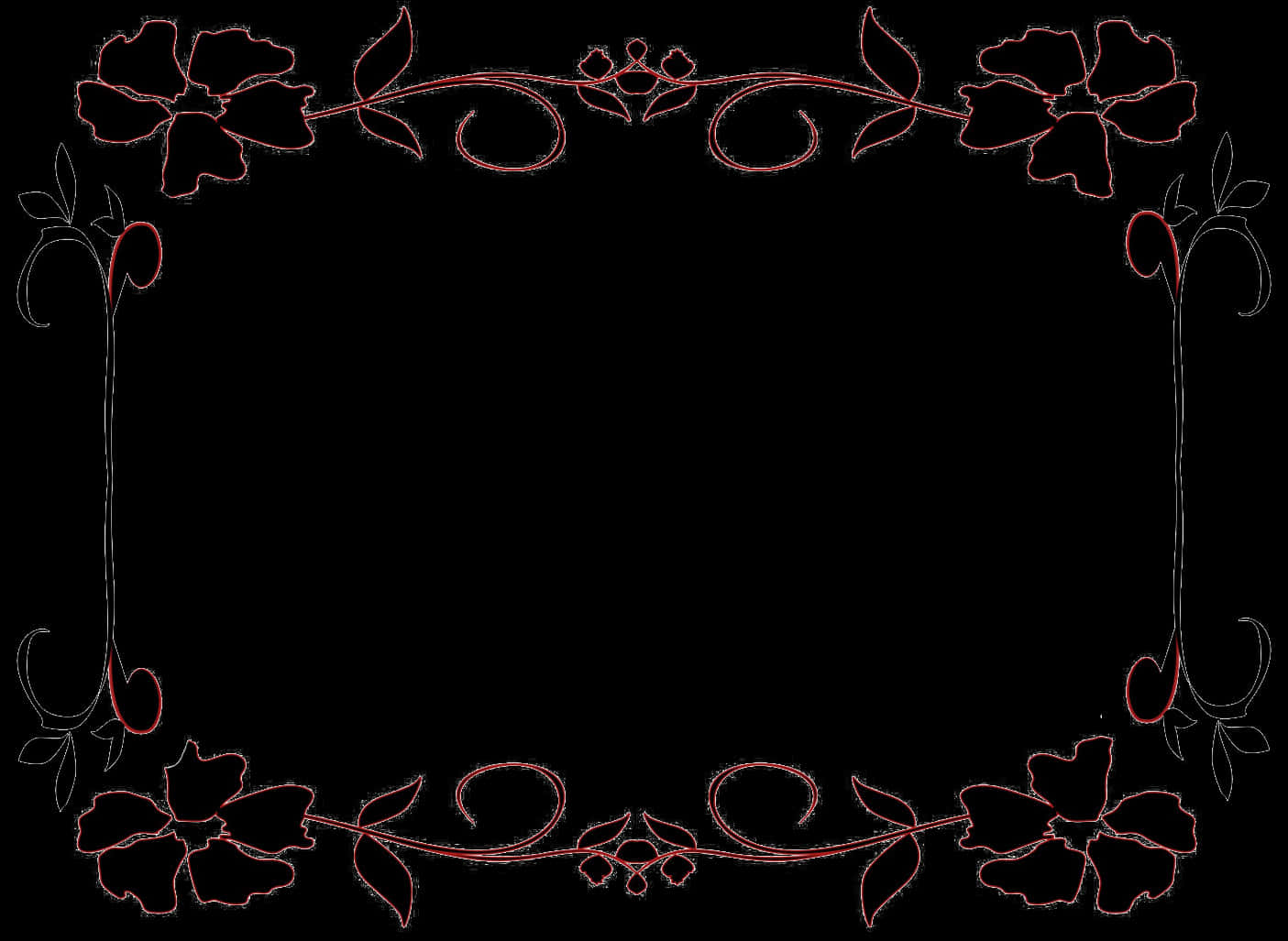 Floral Decorative Frame Black Background PNG image
