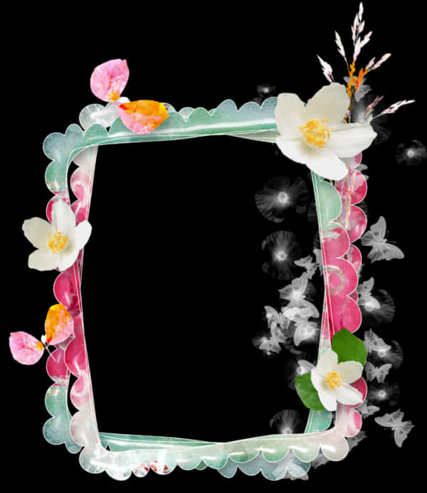 Floral Decorative Frame Black Background PNG image