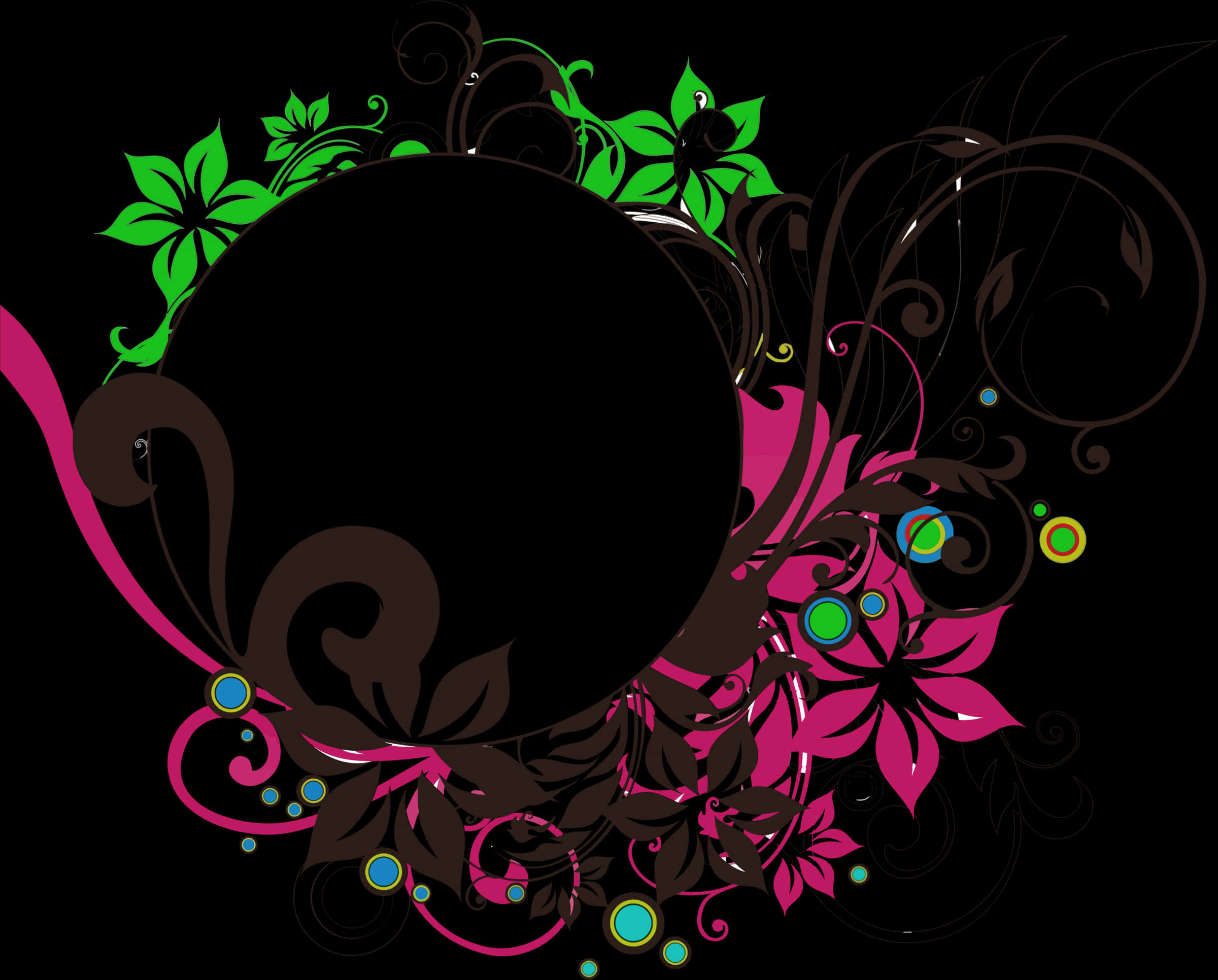 Floral Decorative Round Frame PNG image