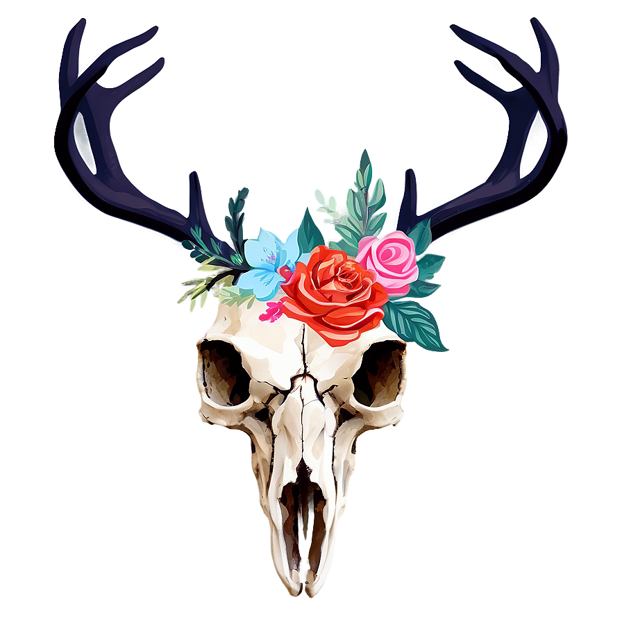 Floral Deer Skull Graphic Png 71 PNG image