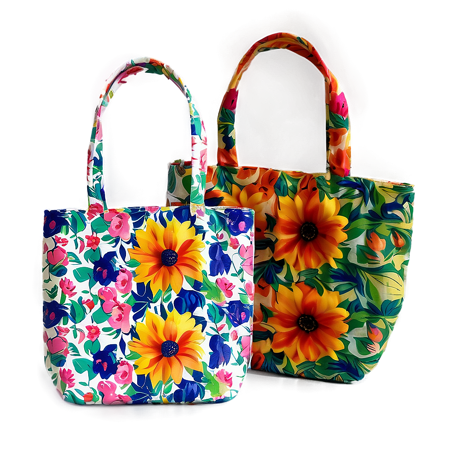 Floral Eco Friendly Tote Png Djo31 PNG image