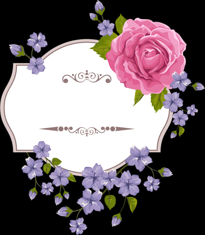 Floral Embellished Frame Design PNG image