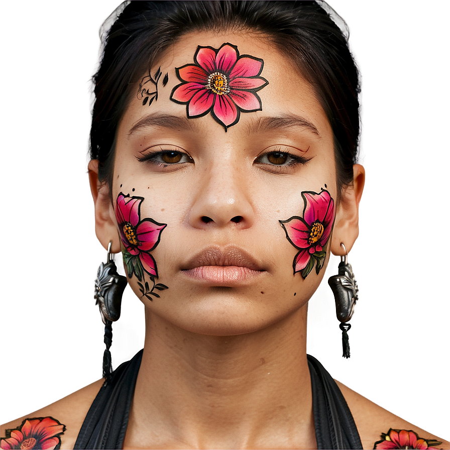 Floral Face Tattoo Png 52 PNG image