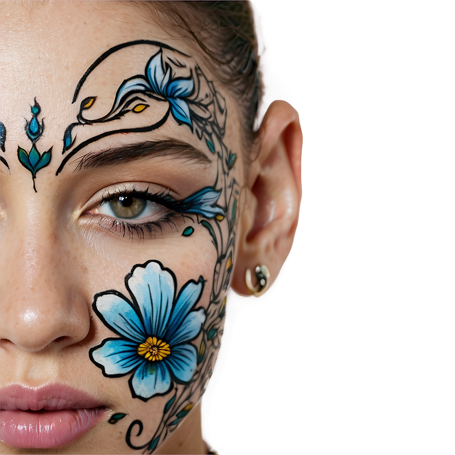 Floral Face Tattoo Png 64 PNG image