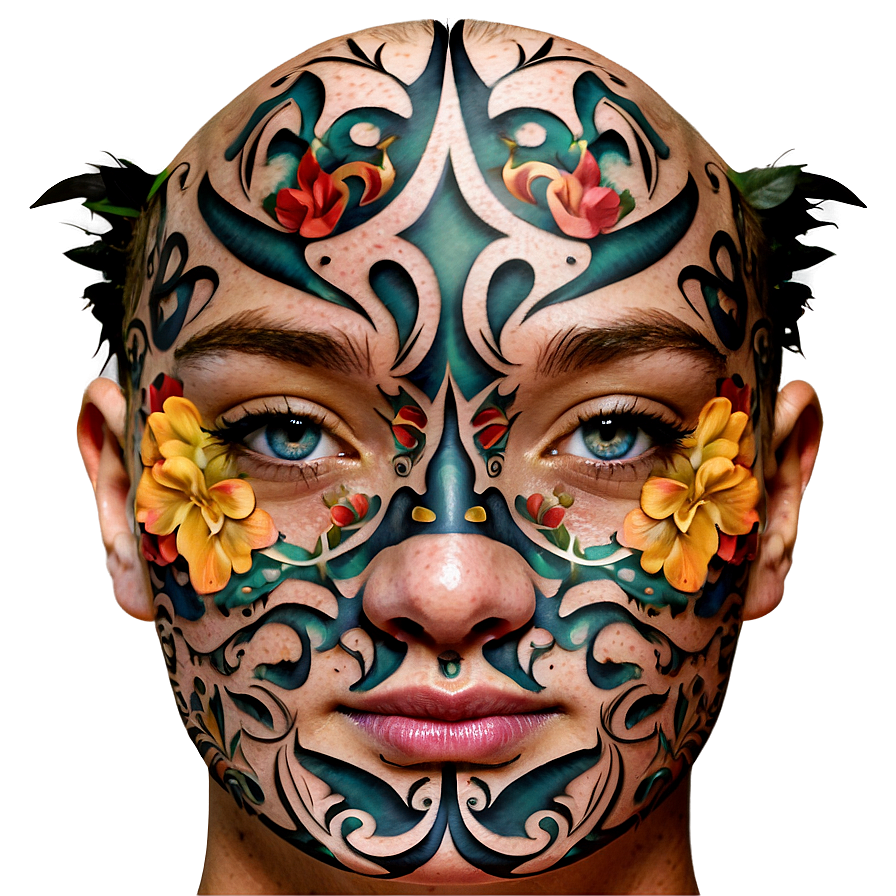 Floral Face Tattoo Png 80 PNG image