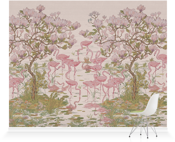 Floral Flamingo Wallpaper Design PNG image