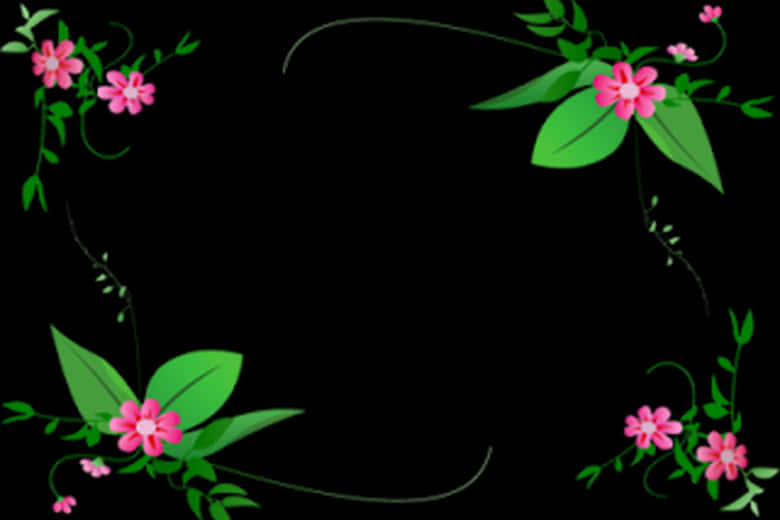 Floral Frame Black Background PNG image