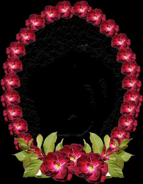 Floral Frame Black Background PNG image