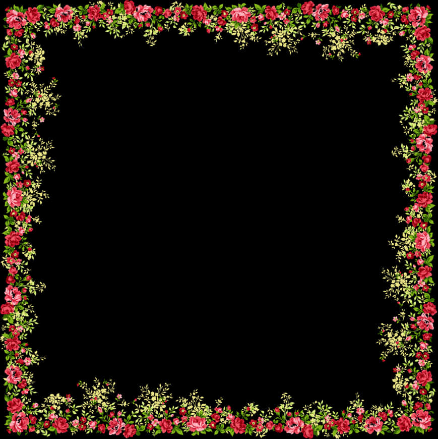 Floral Frame Black Background PNG image