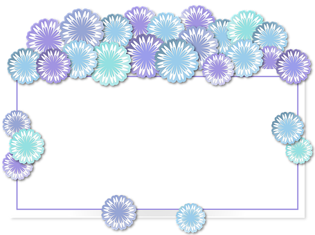 Floral Frame Design Purple Blue PNG image