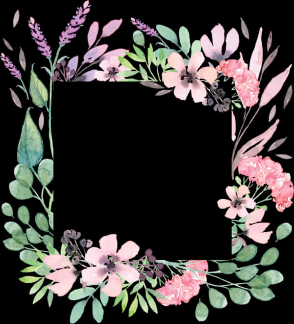 Floral Frame Watercolor Design PNG image