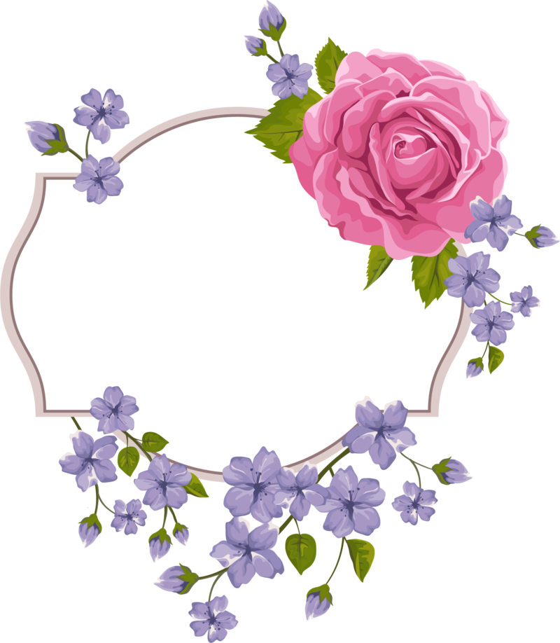 Floral Framewith Lavenderand Rose PNG image