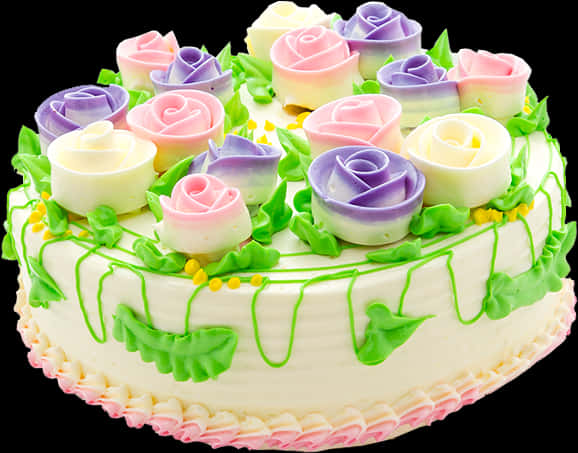 Floral Frosting Celebration Cake PNG image