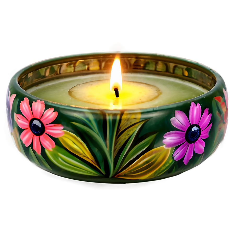 Floral Garden Candle Png Etp PNG image