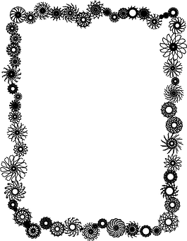 Floral Geometric Black Border Design PNG image