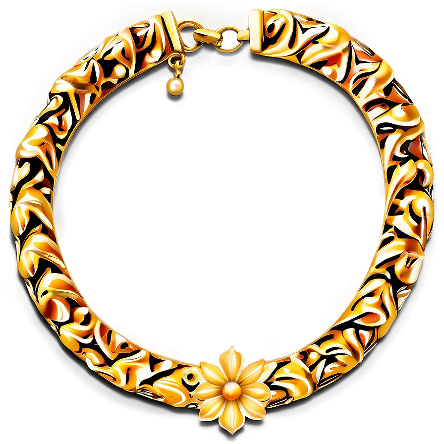 Floral Gold Necklace Png 06122024 PNG image