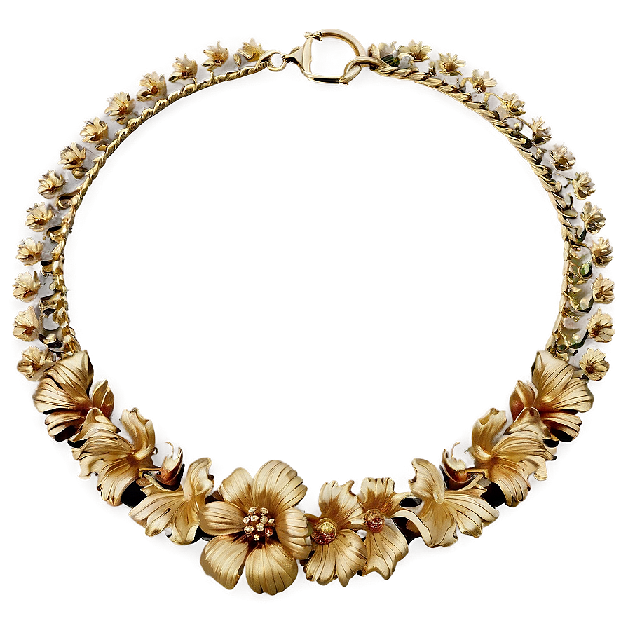 Floral Gold Necklace Png Qdn28 PNG image