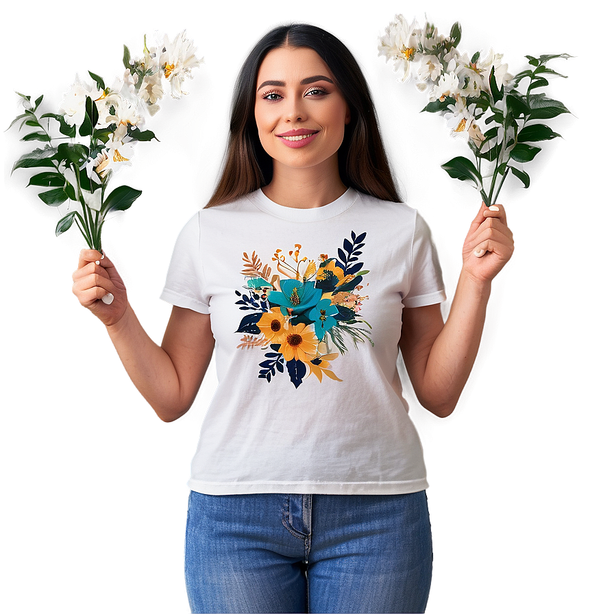 Floral Graphic Tees Design Png Res PNG image