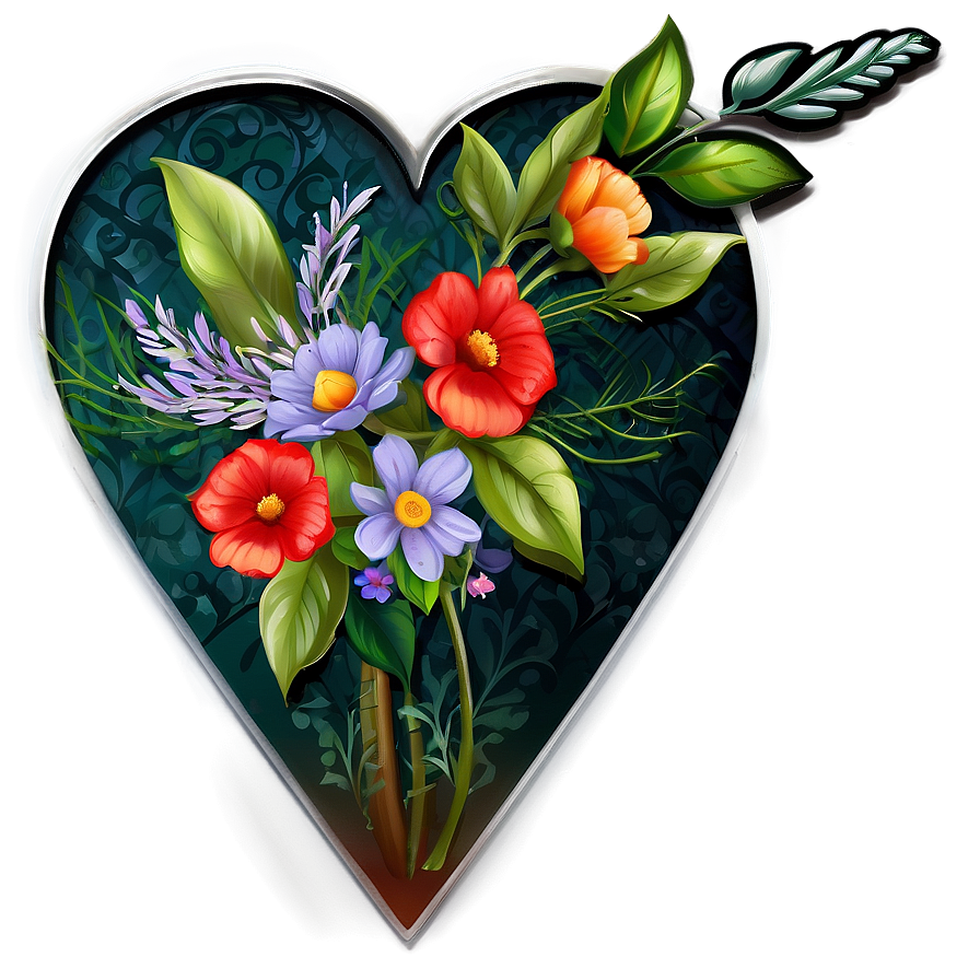 Floral Heart Clipart Png 06132024 PNG image