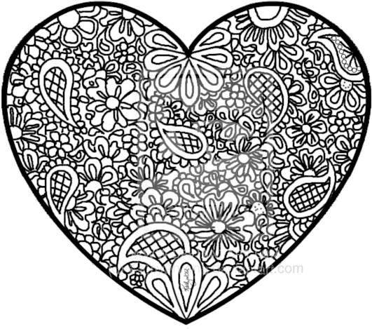 Floral Heart Coloring Page PNG image