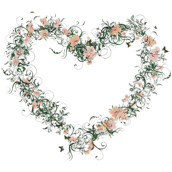 Floral Heart Designon Black Background PNG image