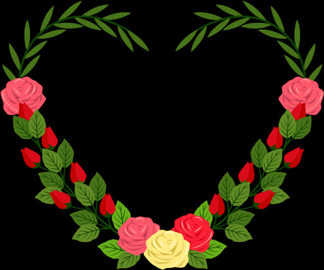 Floral Heart Frame Design PNG image