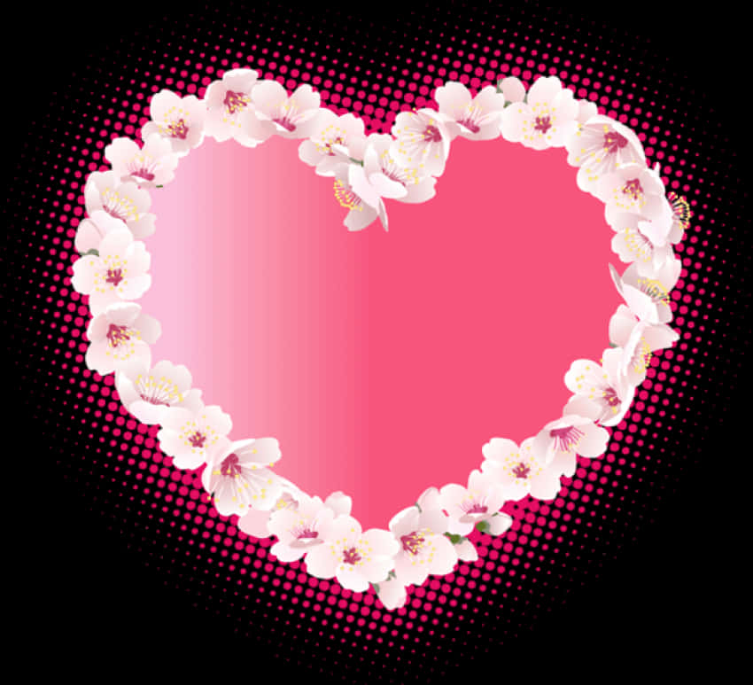 Floral Heart Frameon Pink Background PNG image