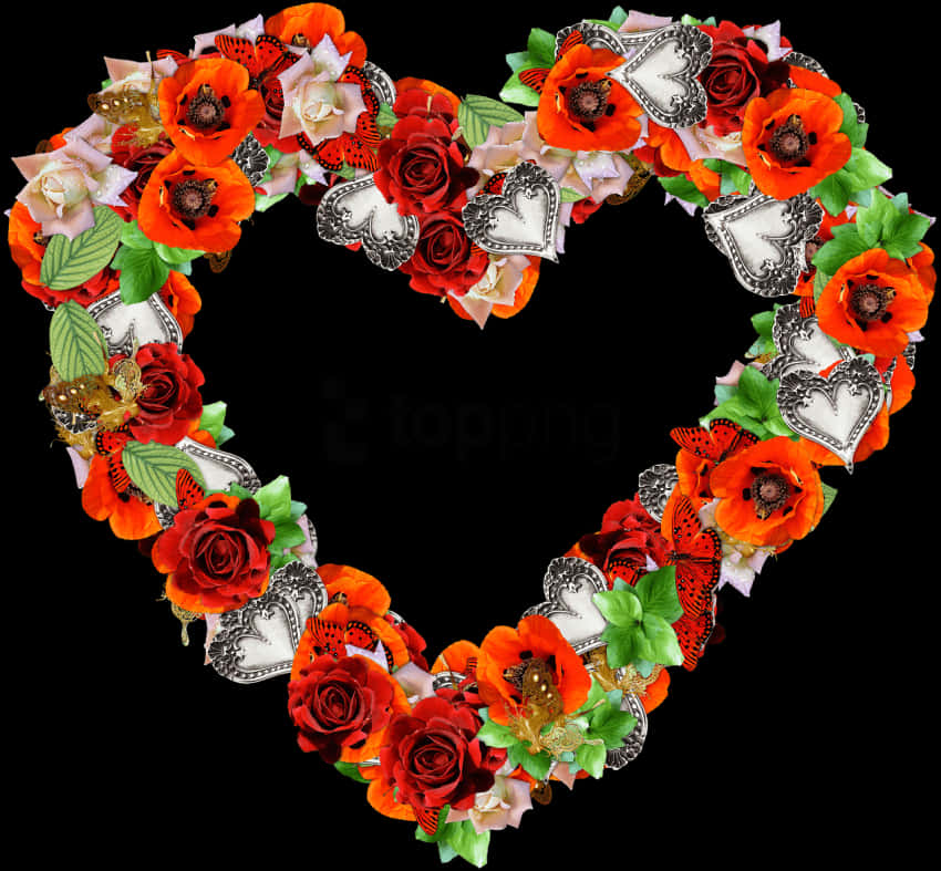 Floral_ Heart_ H D PNG image