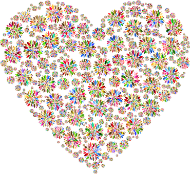 Floral Heart Pattern Black Background PNG image