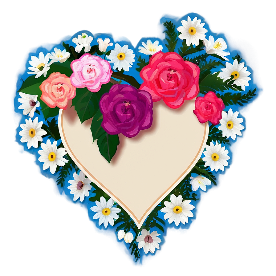 Floral Heart Sticker Png 3 PNG image