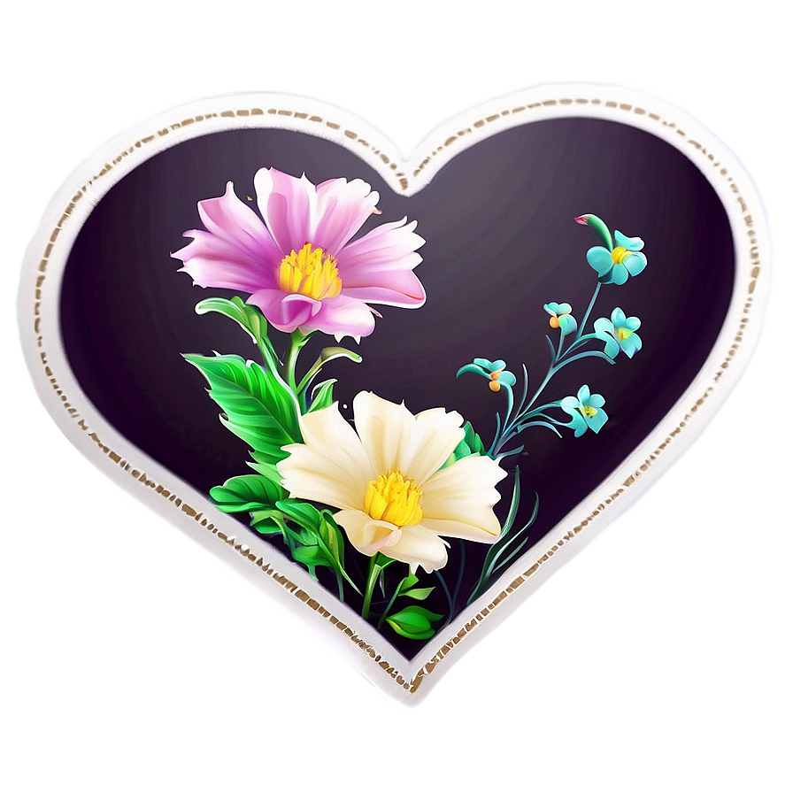 Floral Heart Sticker Png Kat PNG image