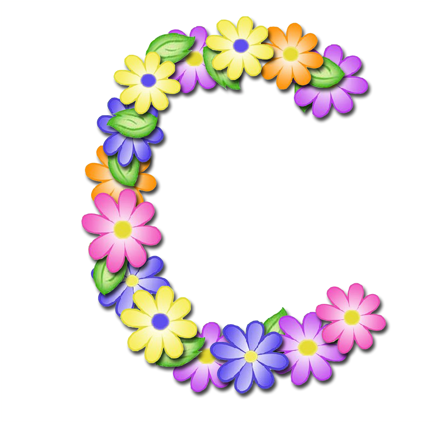 Floral Letter C Design PNG image