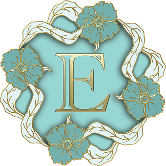 Floral Letter E Design PNG image